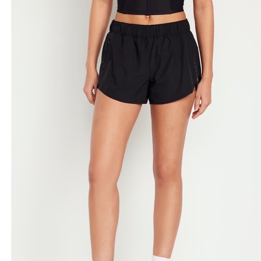 Old Navy Active Womens Black Quick Dry Running Shorts Size M Zipper Pocket Liner
